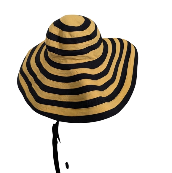 Prada Black and Yellow Spiral Wide-Brim Hat main image 7